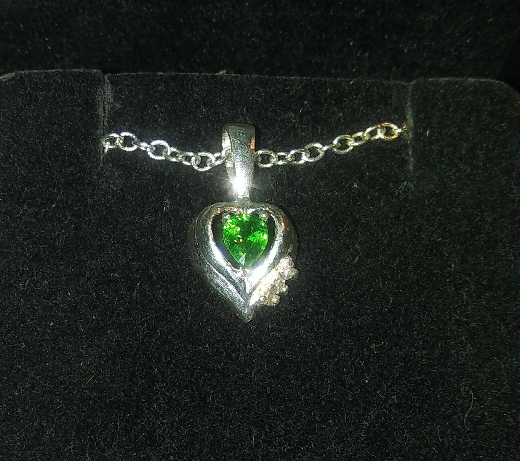 Natural Tsavorite Mint Garnet Diamond accented Sterling Silver Necklace