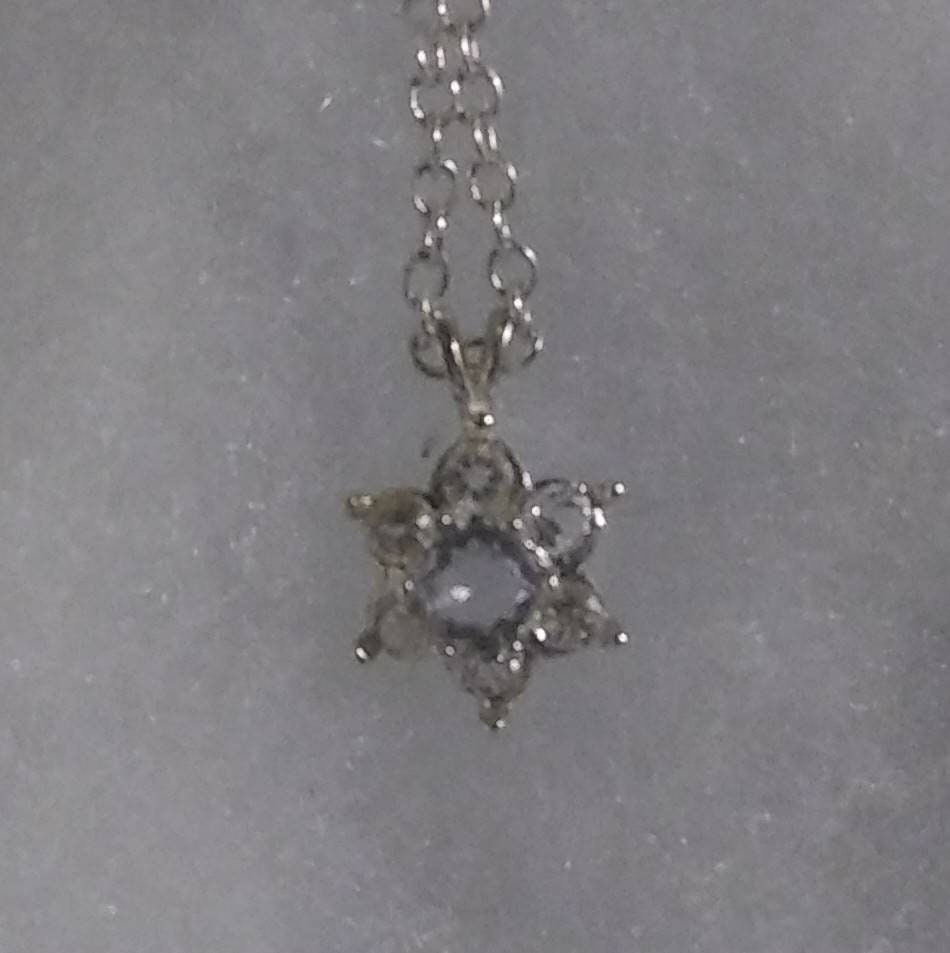 Natural Extremely Rare Color Change(Tenebrecent) Hackmanite Sapphire accented Sterling Silver Necklace (Comes with report) - Thumbnail 5