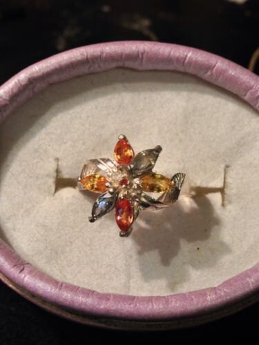 Natural Songea Sapphire Sterling Silver Cocktail Ring - Thumbnail 2
