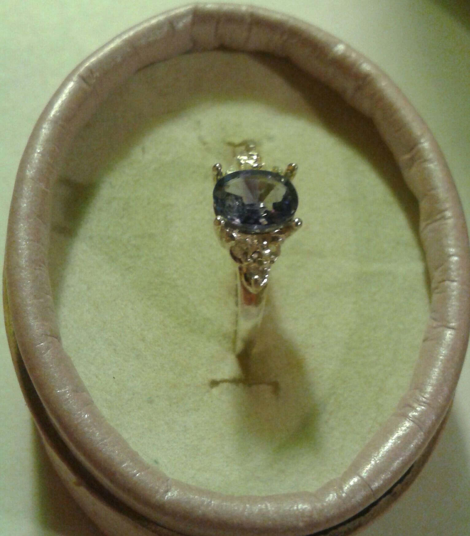 Natural Tanzanite White Zircon Sterling Silver Ring - Thumbnail 3