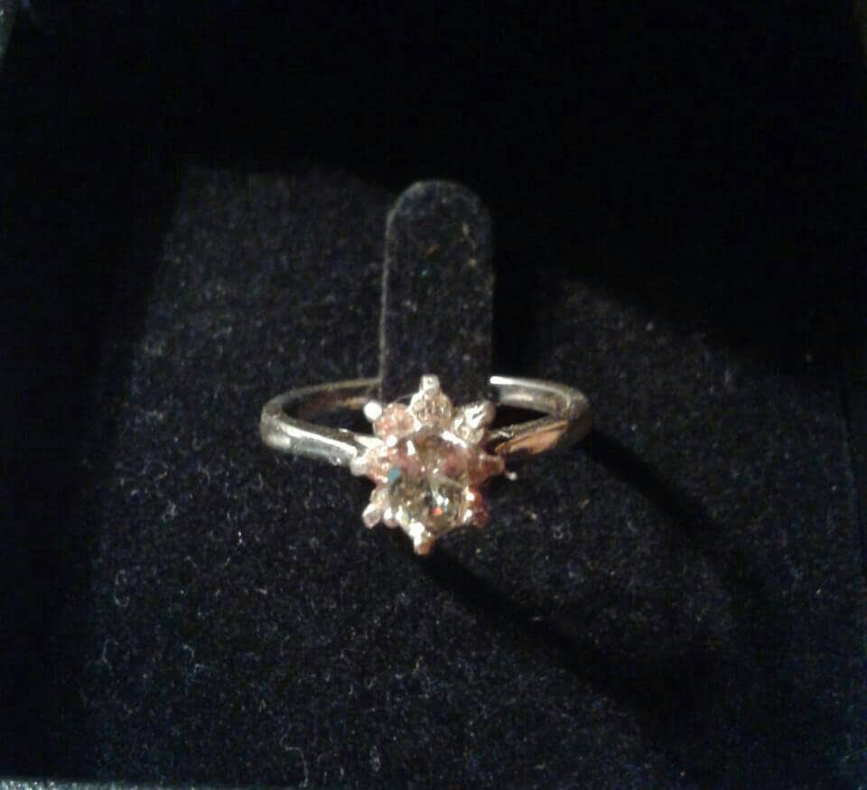 Natural Demantoid Garnet Diamond accented Sterling Silver Engagement  Ring
