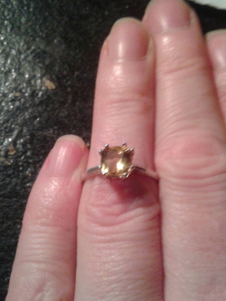 Natural Golden Heliodor Sterling Silver Engagement Ring