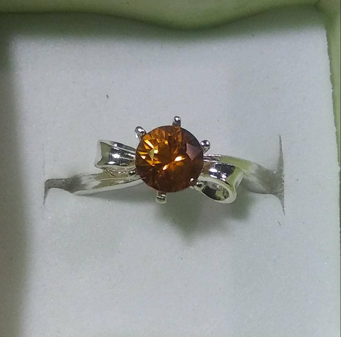 Natural Whiskey Zircon Sterling Silver Engagement  Ring