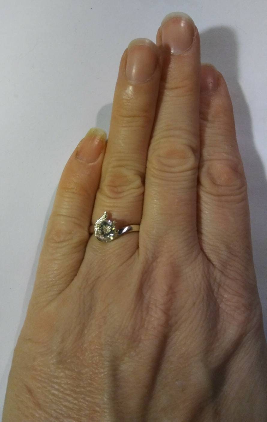 Natural Rare Oligoclase White Zircon accented Sterling Silver Engagement Ring - Thumbnail 2