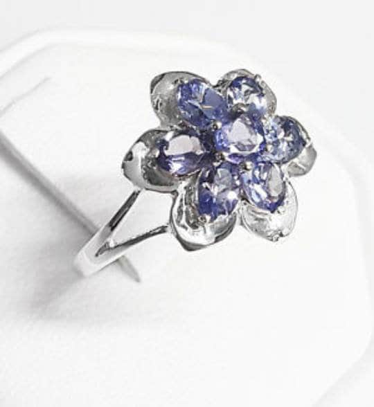 Natural Tanzanite Sterling Silver Ring - Thumbnail 3