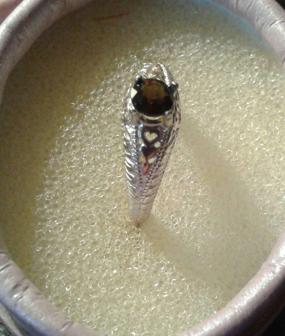 Natural Rare Epidote Sterling Silver Engagement Ring - Thumbnail 2