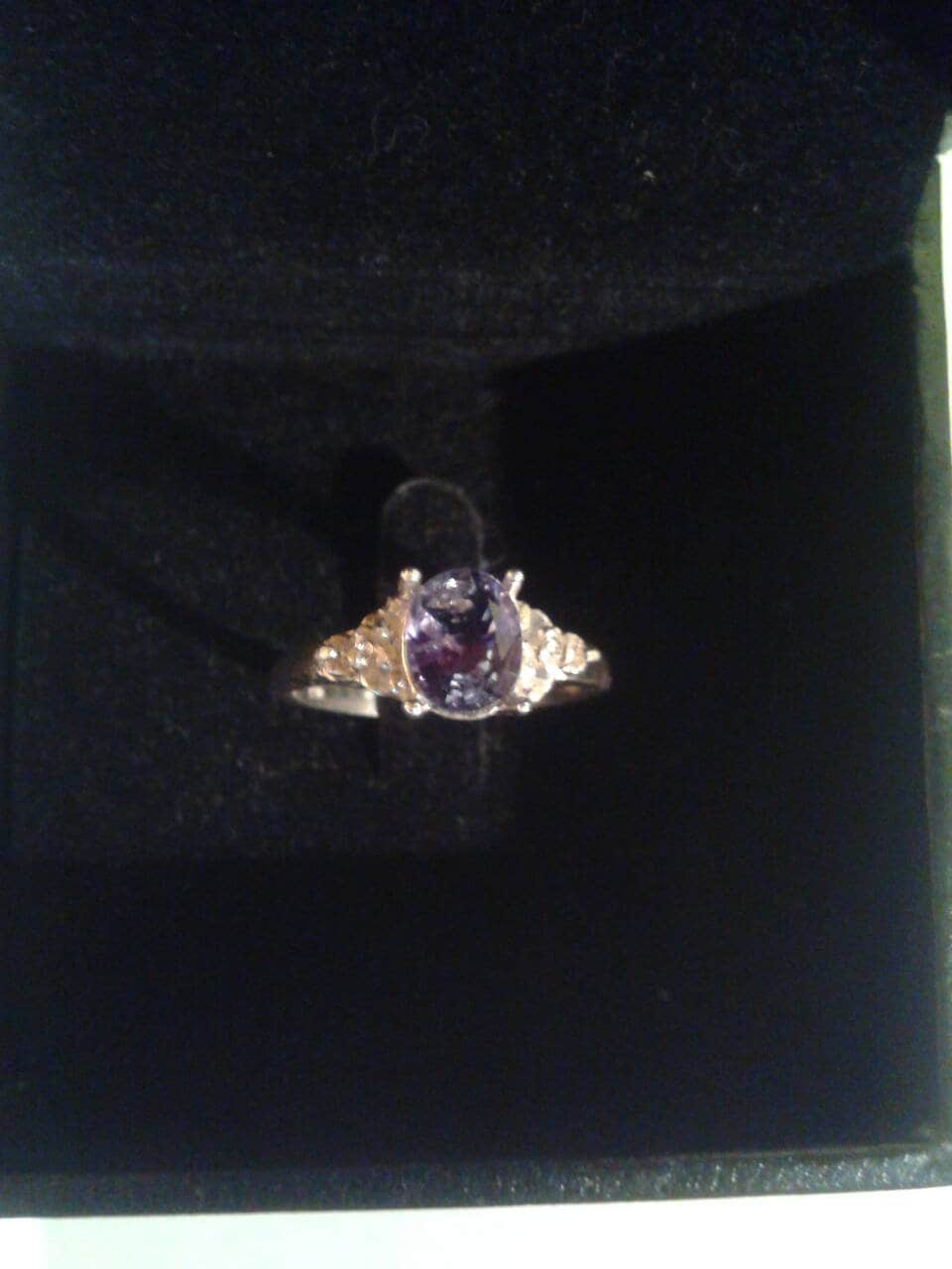 Natural Tanzanite White Zircon Sterling Silver Ring - Image 1
