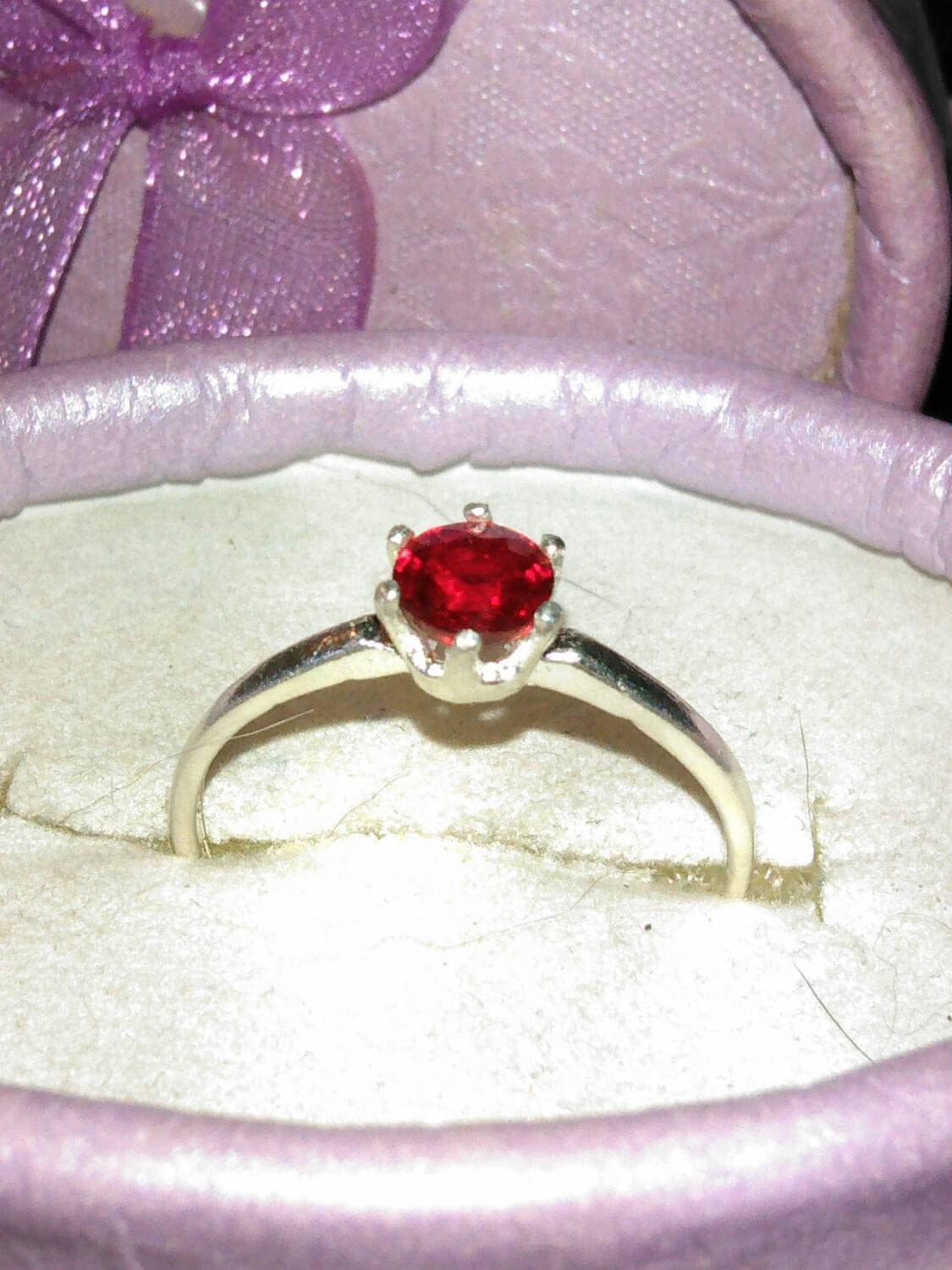 Natural Ruby Sterling Silver Engagement Ring