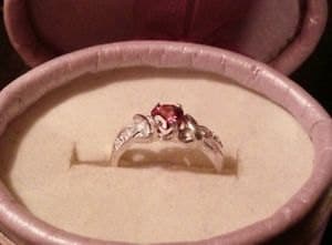 Natural Rhodolite Garnet White Sapphire accented Sterling Silver Ring