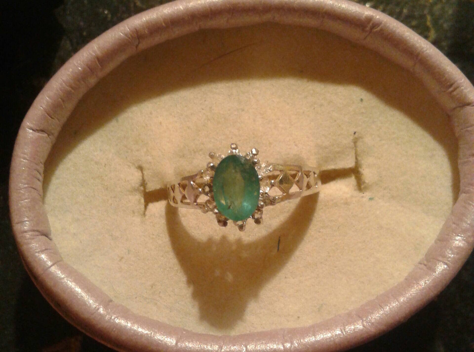 Natural Emerald White Zircon  accented Sterling Silver Engagement Ring - Thumbnail 2
