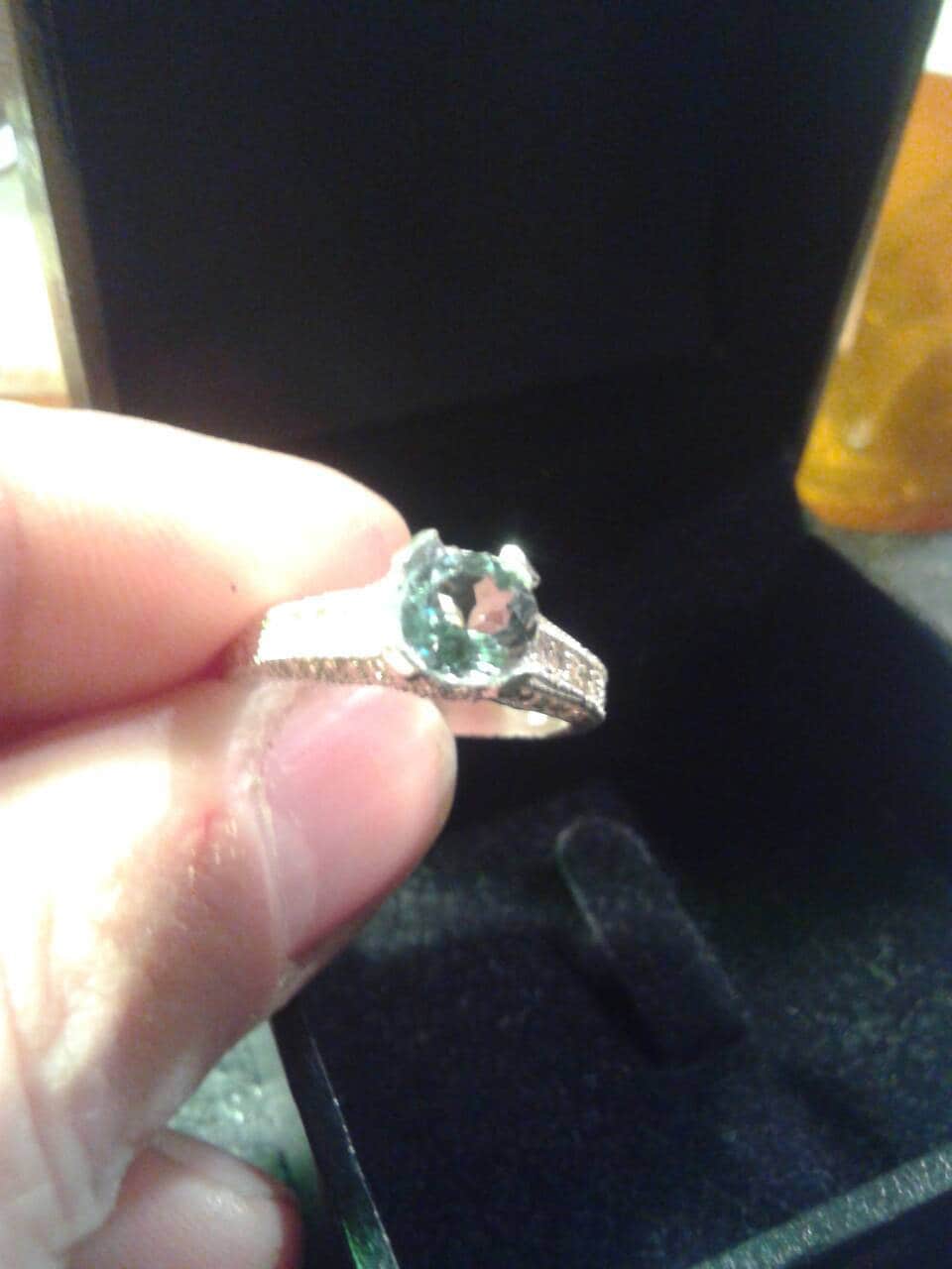 Natural Tanzanite Diamond accented Sterling Silver Engagement Ring (COMES WITH REPORT) - Thumbnail 5