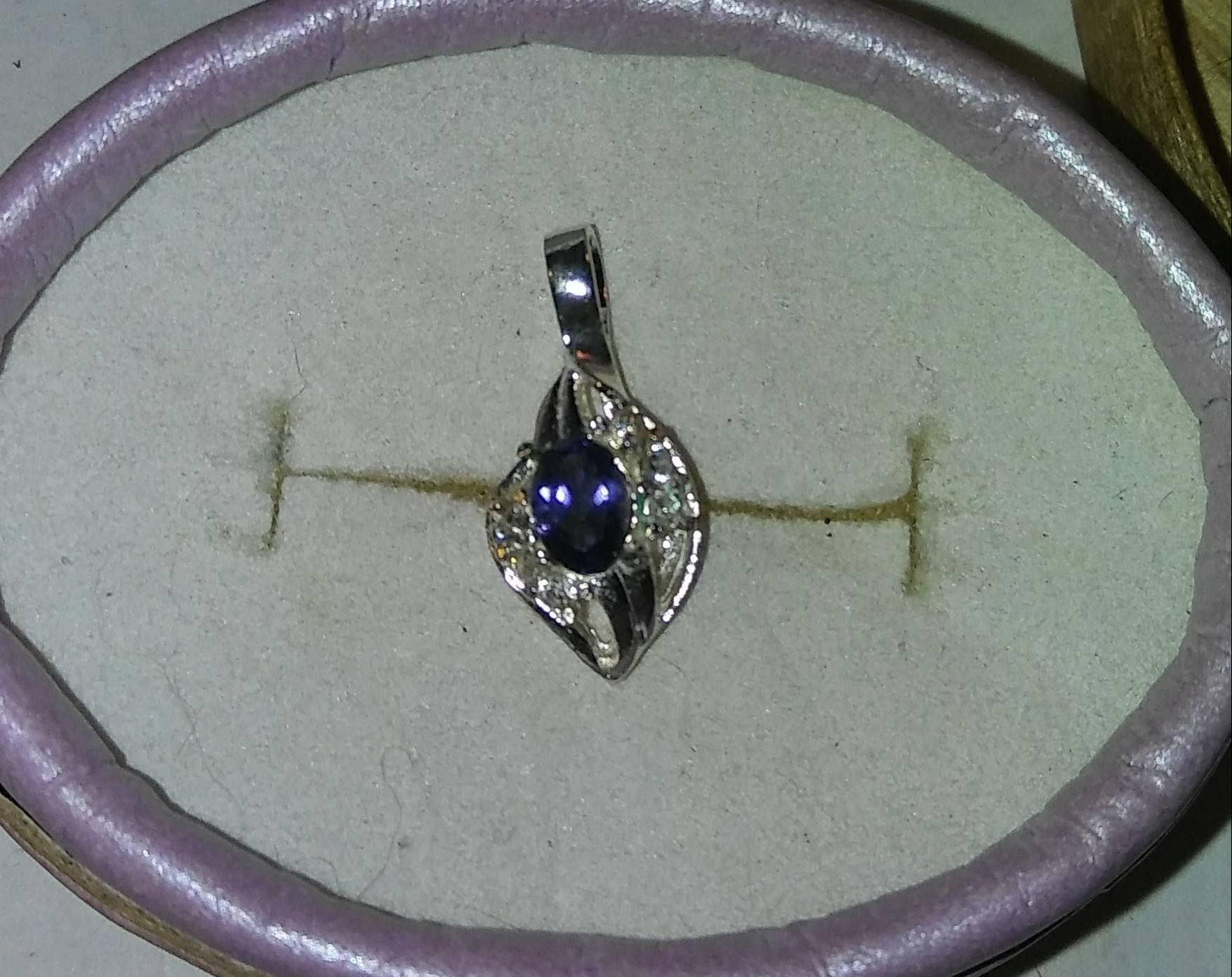 Natural Blue Iolite White Sapphire accented Sterling Silver Necklace