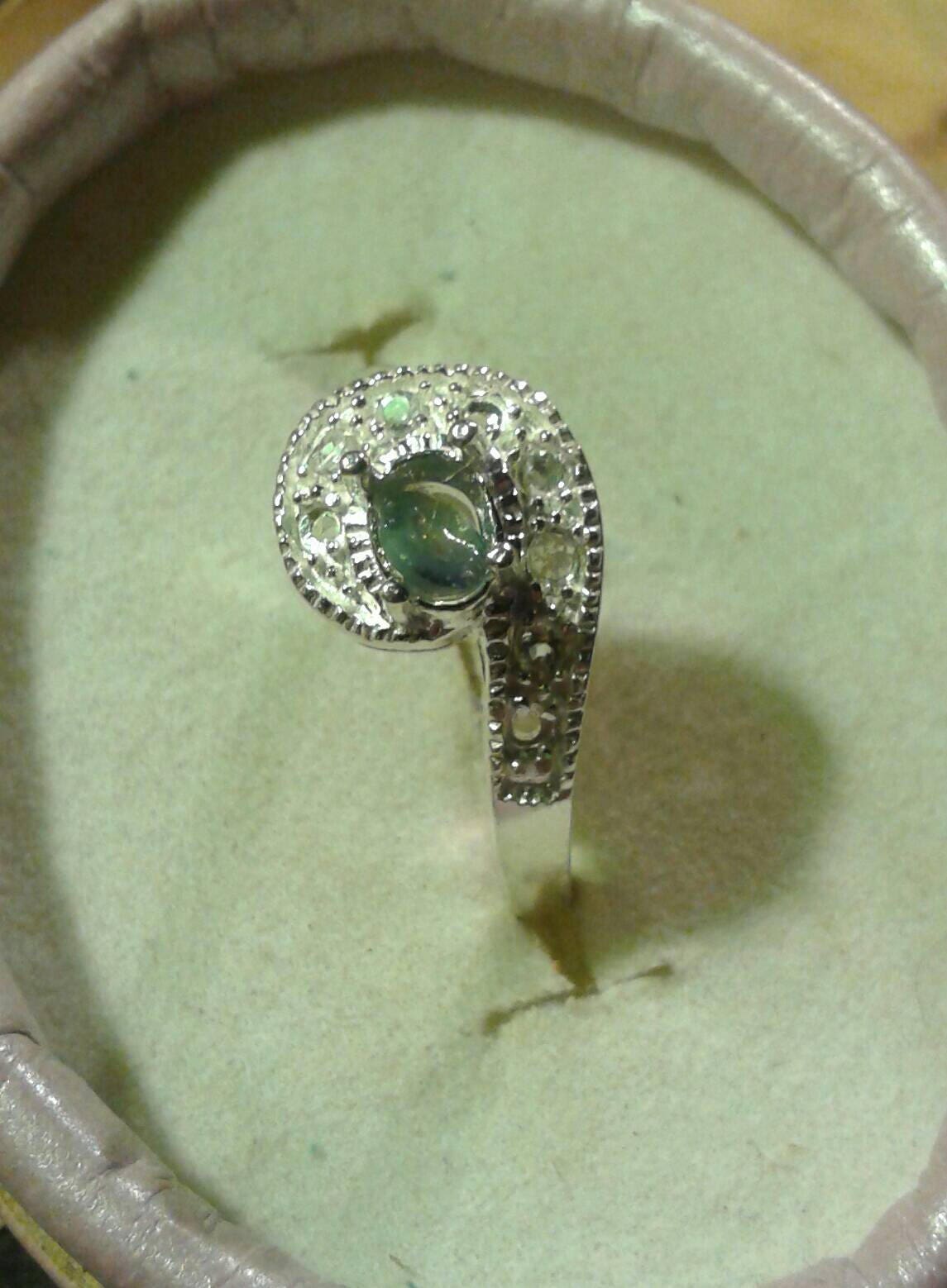 Natural Color Change Alexandrite White Zircon Sterling Silver Ring - Thumbnail 3