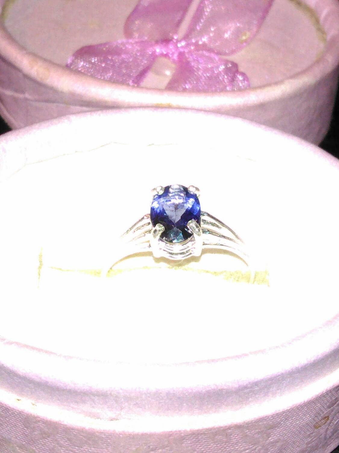 Natural Iolite Sterling Silver Engagement Ring - Thumbnail 3
