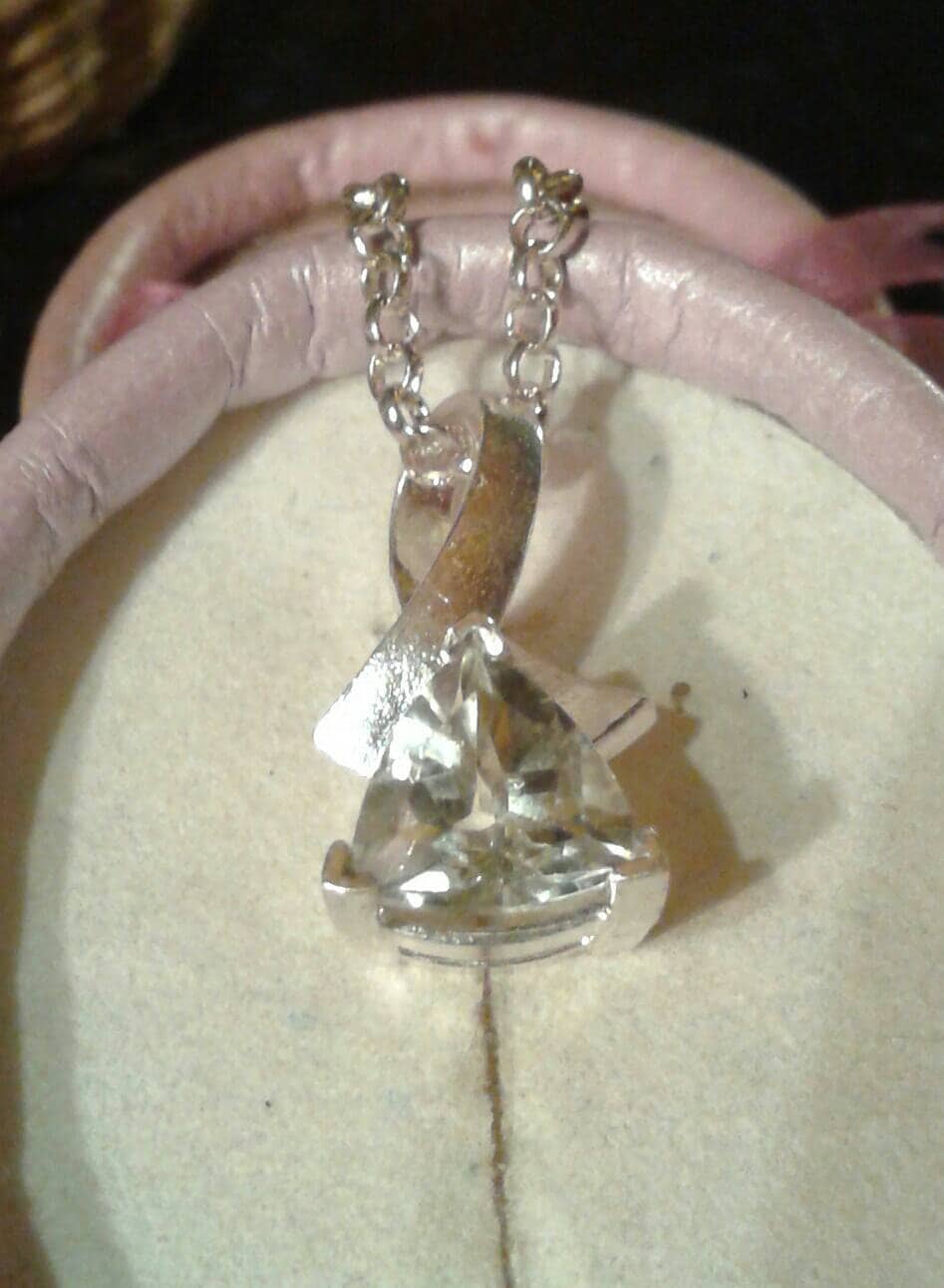 Natural Prasiolite (Green Amethyst) Sterling Silver Necklace - Thumbnail 2