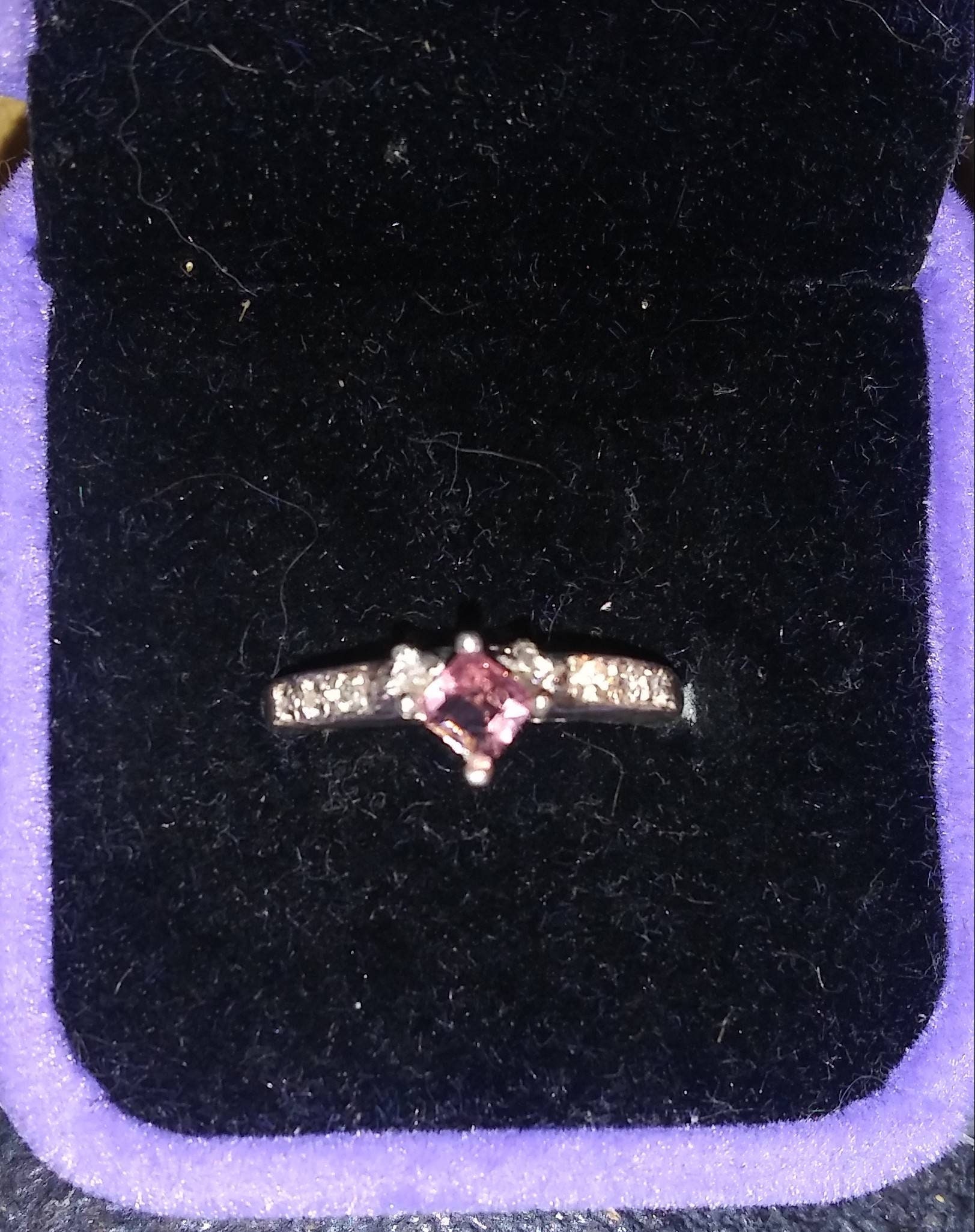 Rare Natural Red Apatite Diamond accented Sterling Silver Engagement Ring (COMES WITH REPORT) - Thumbnail 3
