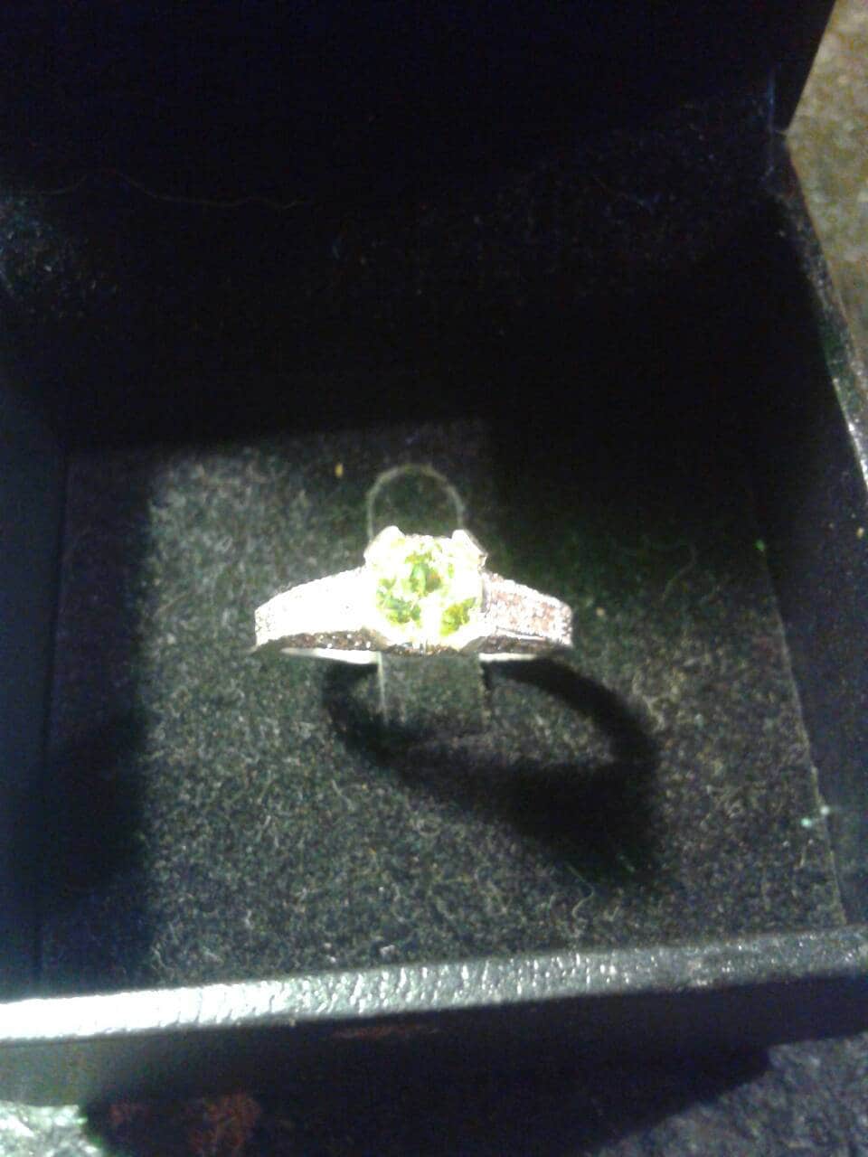 Natural Sphene/Titanite Diamond accented Sterling Silver Engagement Ring (COMES WITH REPORT) - Thumbnail 2