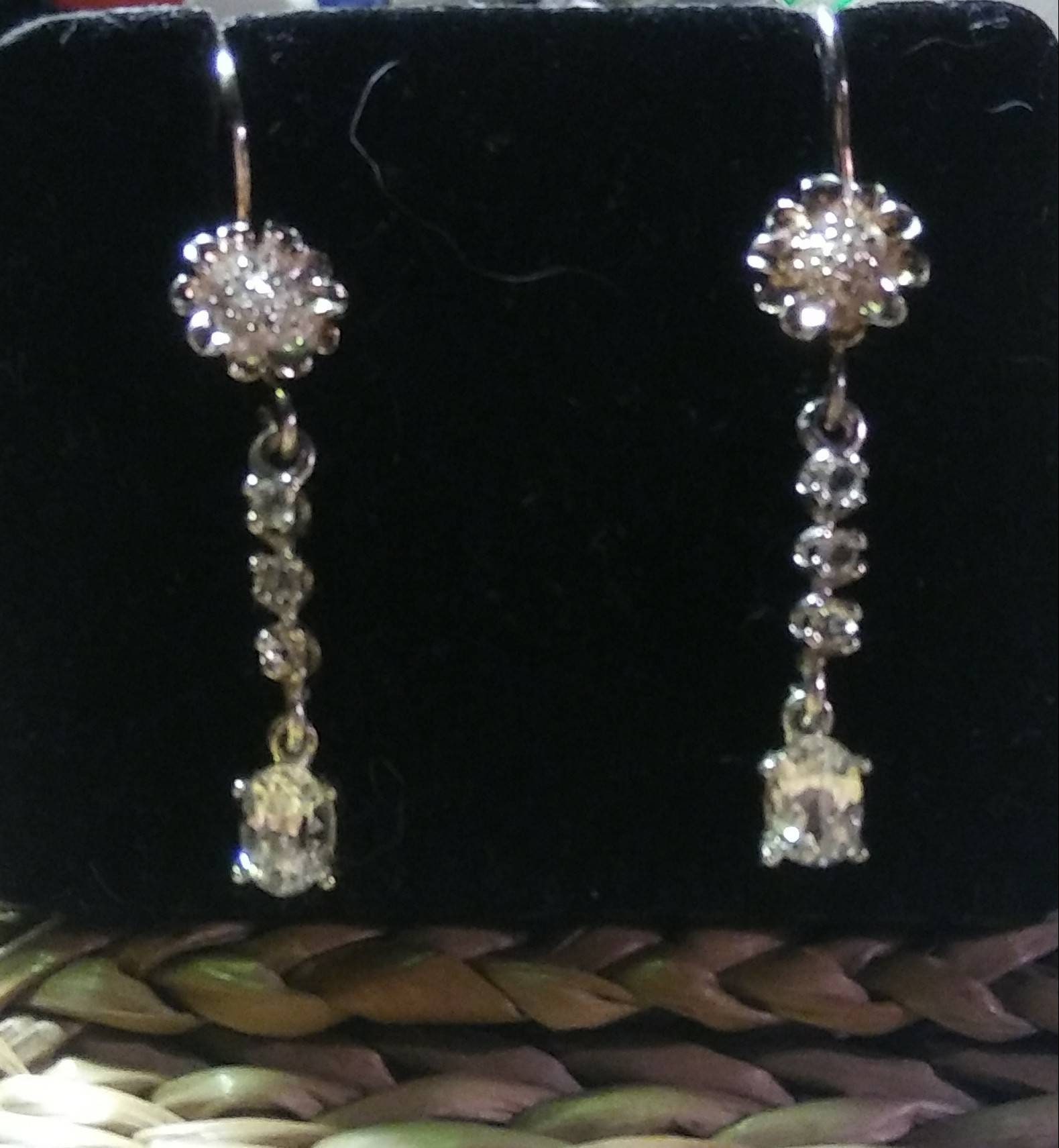Natural White Zircon Sterling Silver Drop Earrings - Thumbnail 2
