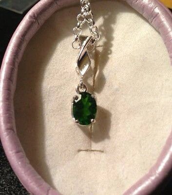 Natural Chrome Diopside Sterling Silver Necklace - Thumbnail 4