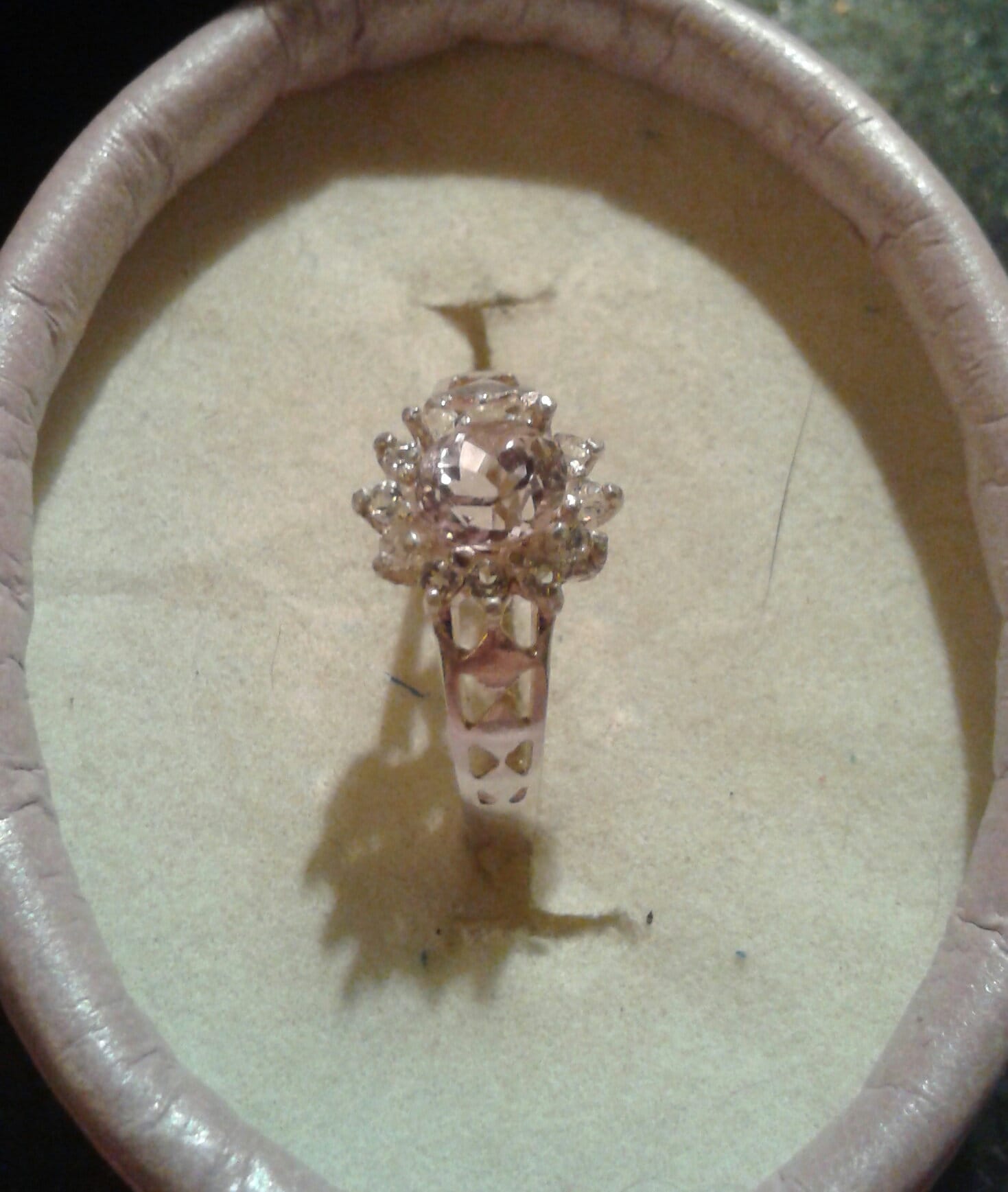 Natural Kunzite White Zircon accented Sterling Silver Engagement Ring - Thumbnail 2