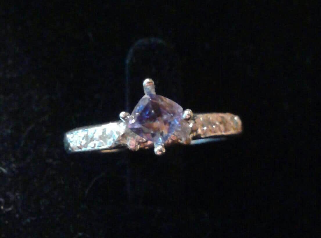 Natural Tanzanite Diamond accented Sterling Silver Engagement Ring - Thumbnail 2