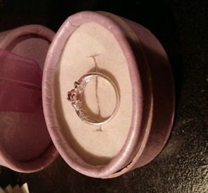 Natural Rhodolite Garnet White Sapphire accented Sterling Silver Ring - Thumbnail 4