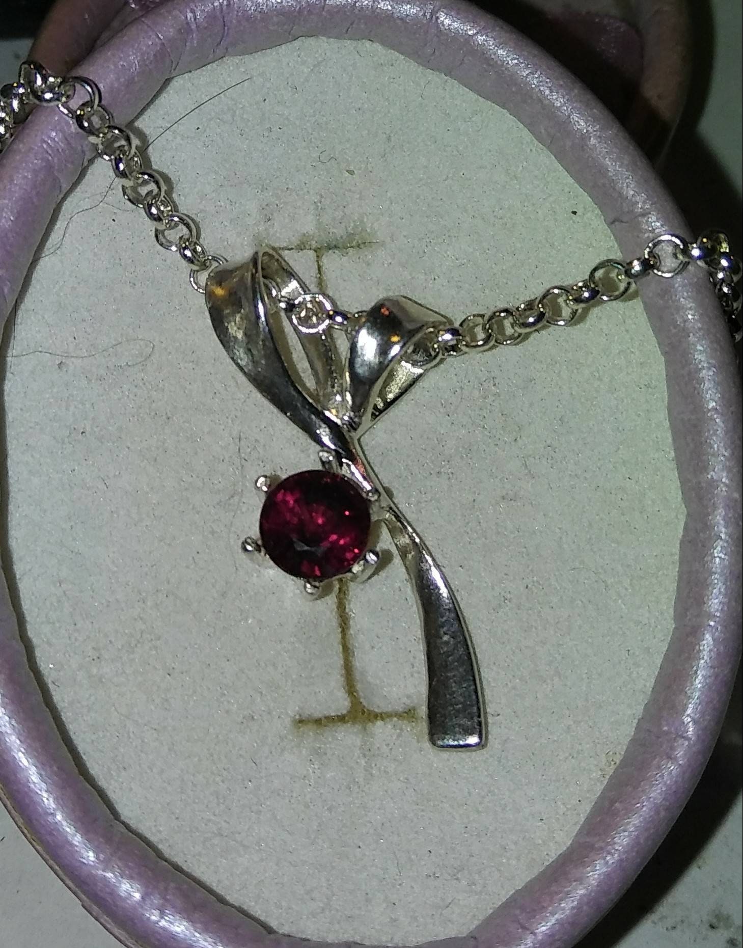 Natural Malaya Garnet Sterling Silver Necklace