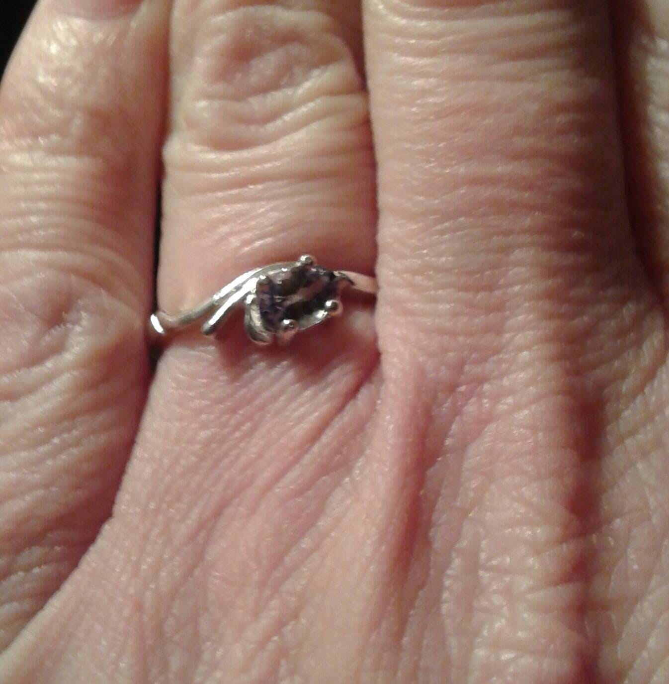 Natural Rare Green Tanzanite Sterling Silver Engagement Ring - Thumbnail 3