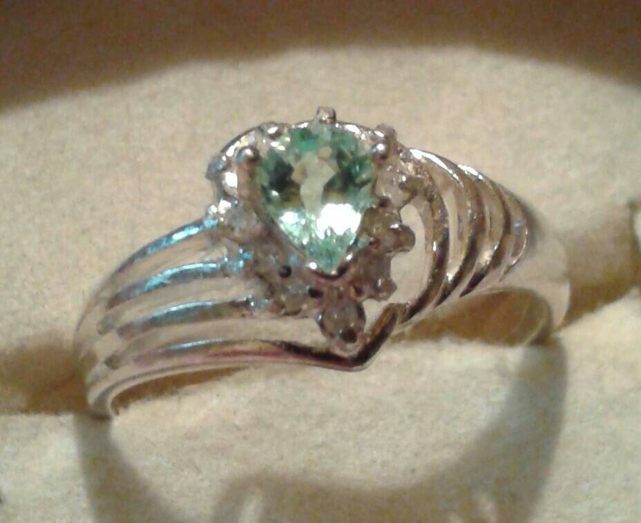 Natural Rare Copper Bearing Paraiba Tourmaline Diamond accented Sterling Silver Ring (Comes with report) - Thumbnail 4