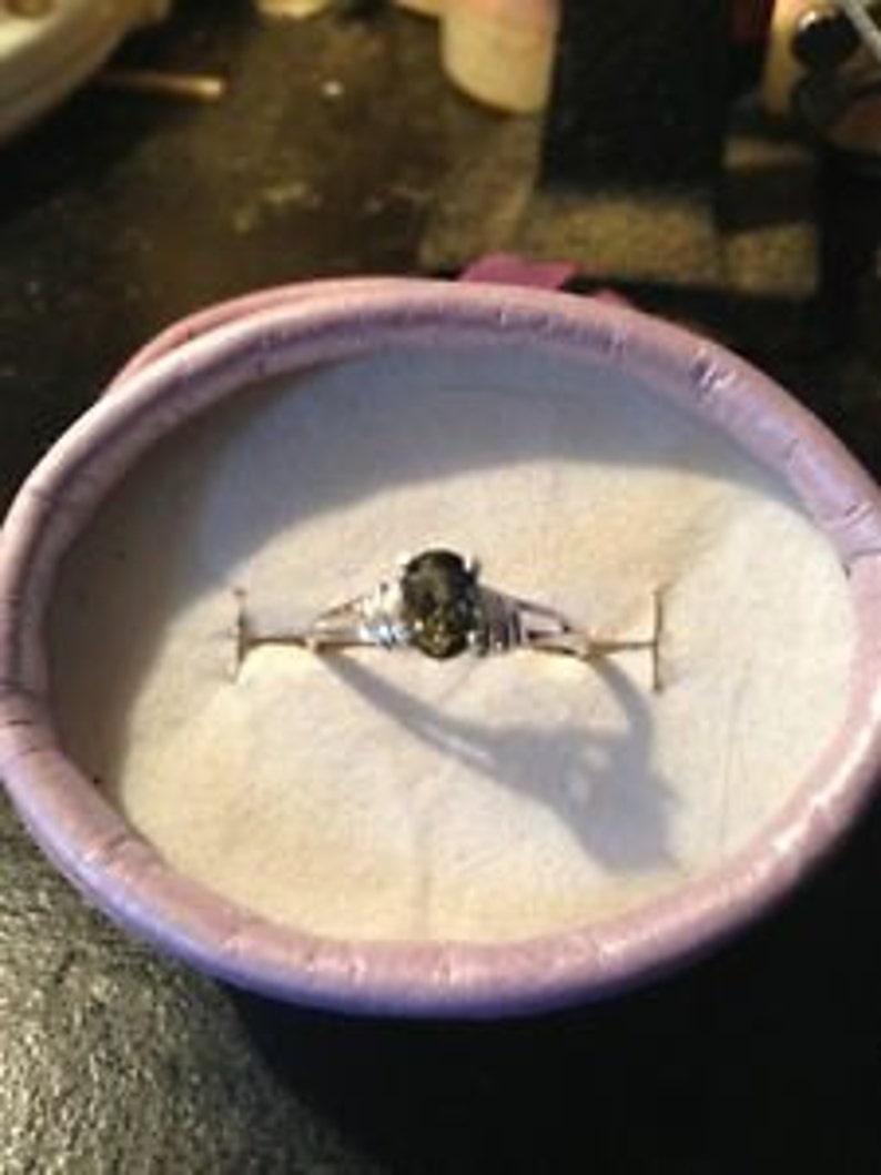 Extremely Rare Natural Green Kornerupine Sterling Silver Engagement Ring