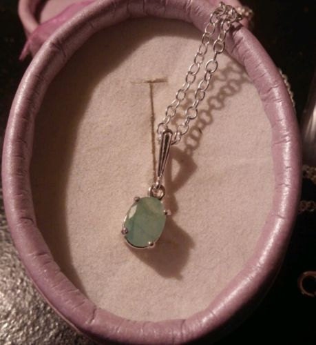 Natural Sokota Emerald Sterling Silver Necklace