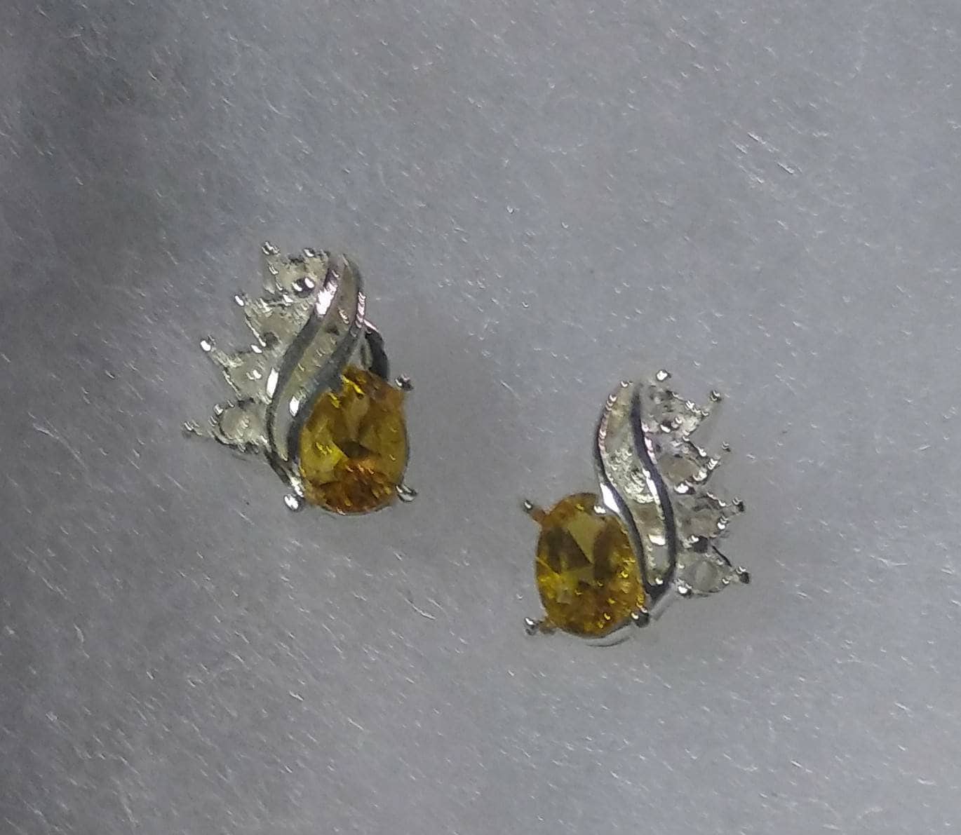 Natural Golden Beryl Zircon accented Sterling Silver Earrings