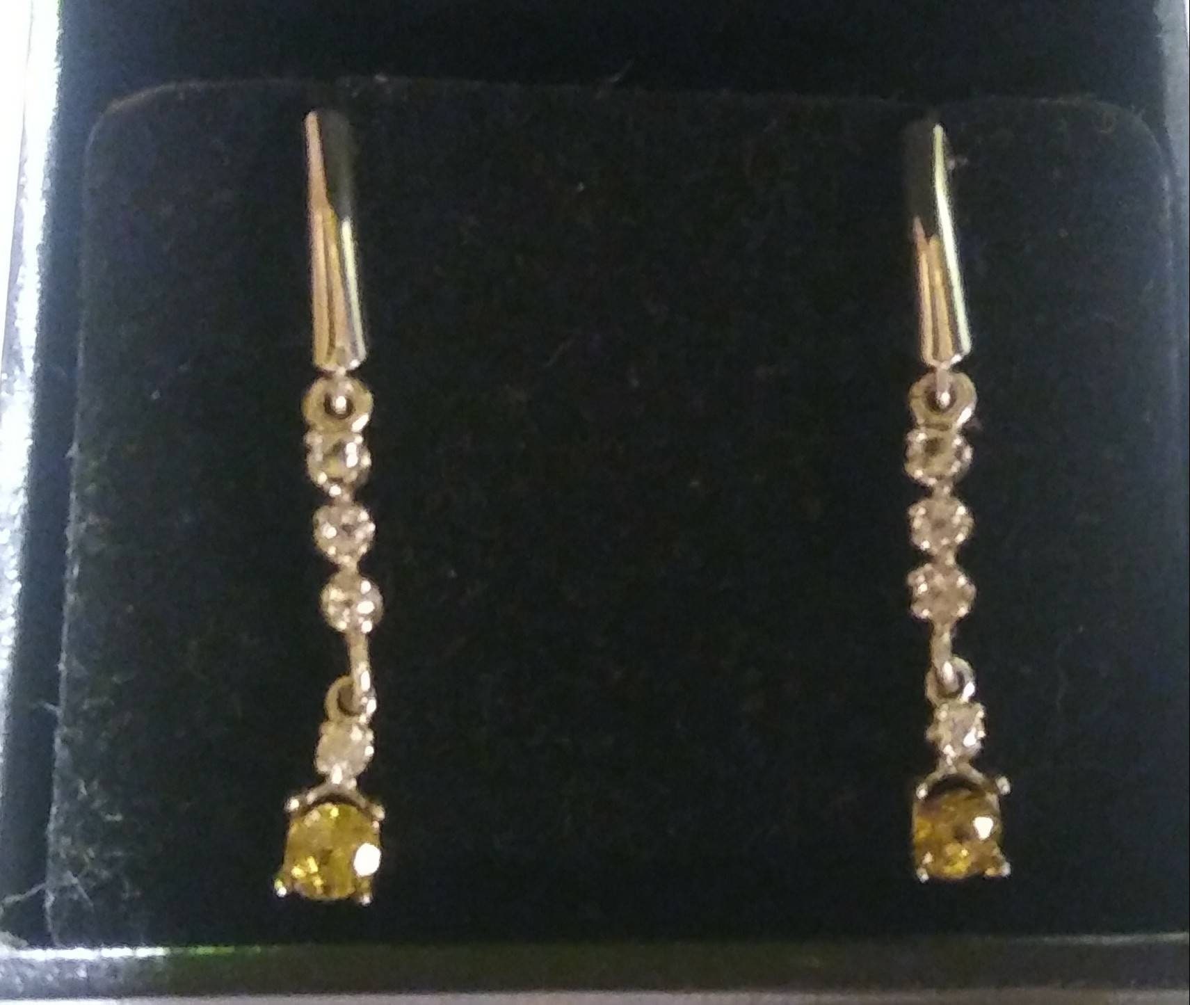 Natural Grossulare Garnet White Sapphire accented Sterling Silver Earrings