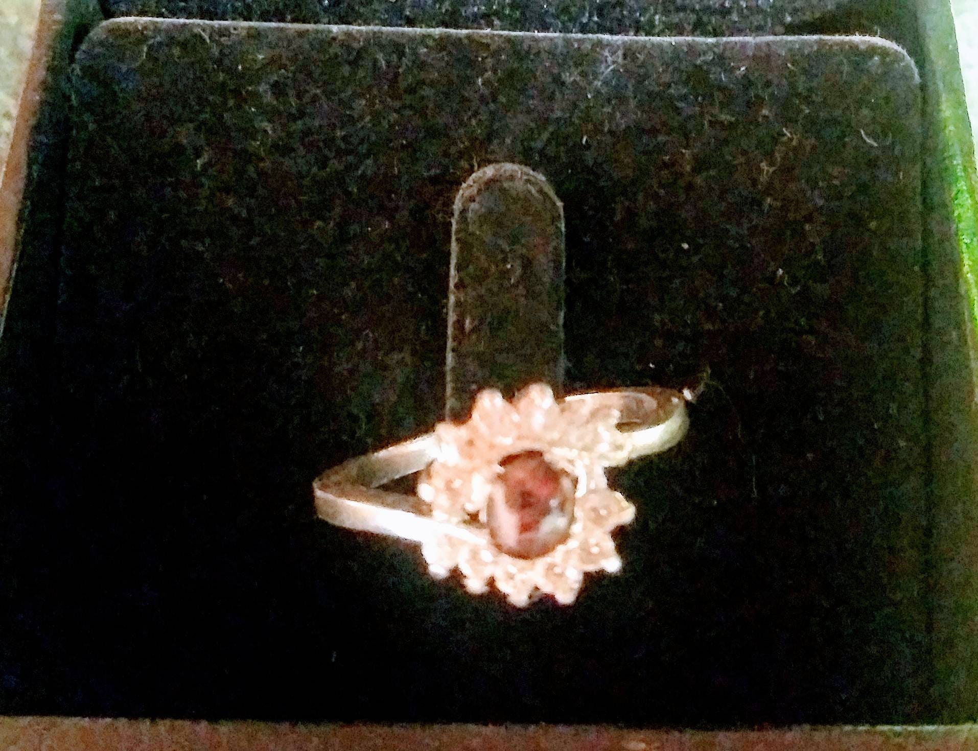Natural Extremely Rare Painite accented with Natural Diamonds Sterling Silver Engagement Ring (Comes with report)