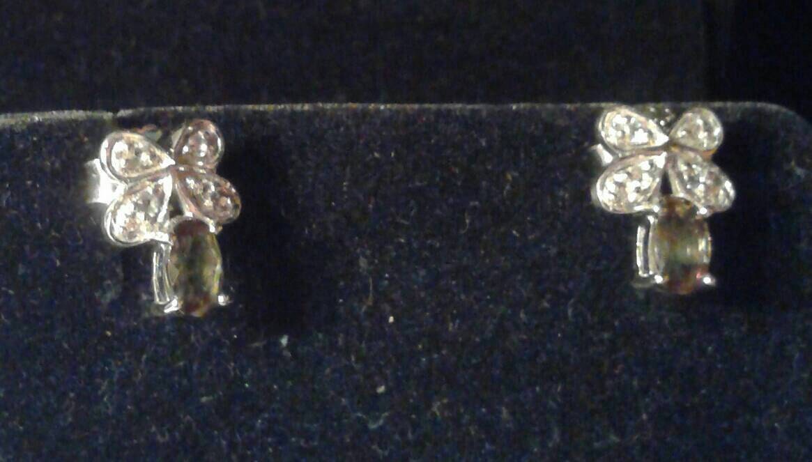 Natural Rare Andalusite White Topaz Sterling Silver Earrings