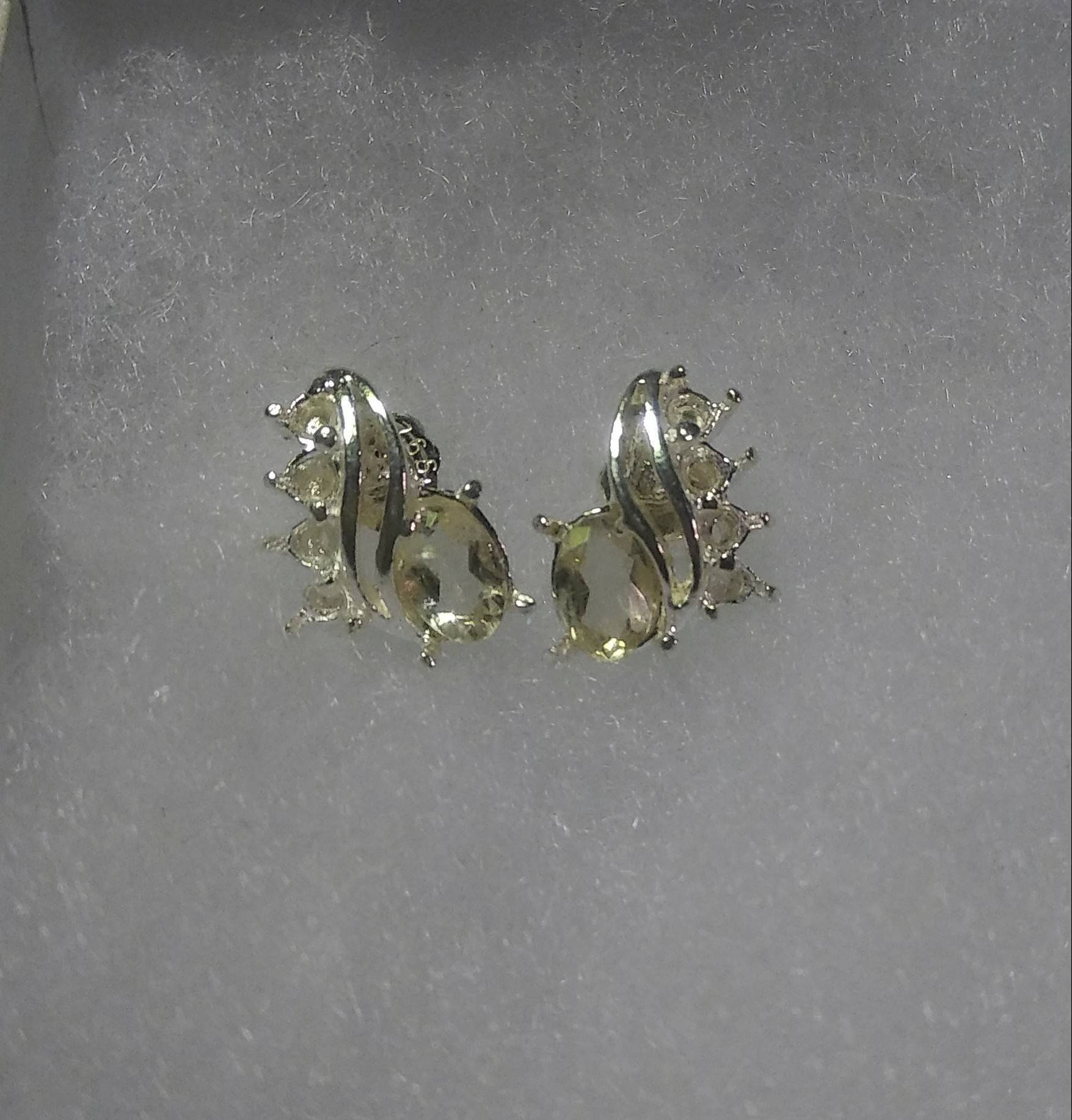 Natural Rare Scapolite(Tenebrecent) White Sapphire accented Sterling Silver Earrings