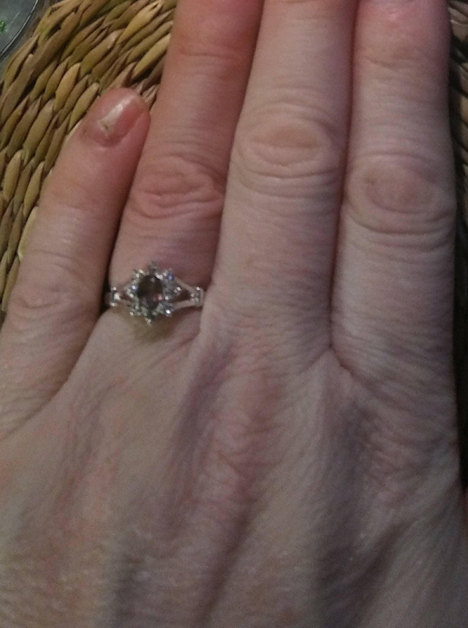 Natural Color Change Axinite White Sapphire accented Sterling Silver Engagement Ring - Thumbnail 3