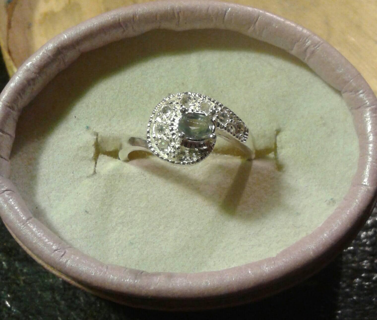 Natural Color Change Alexandrite White Zircon Sterling Silver Ring