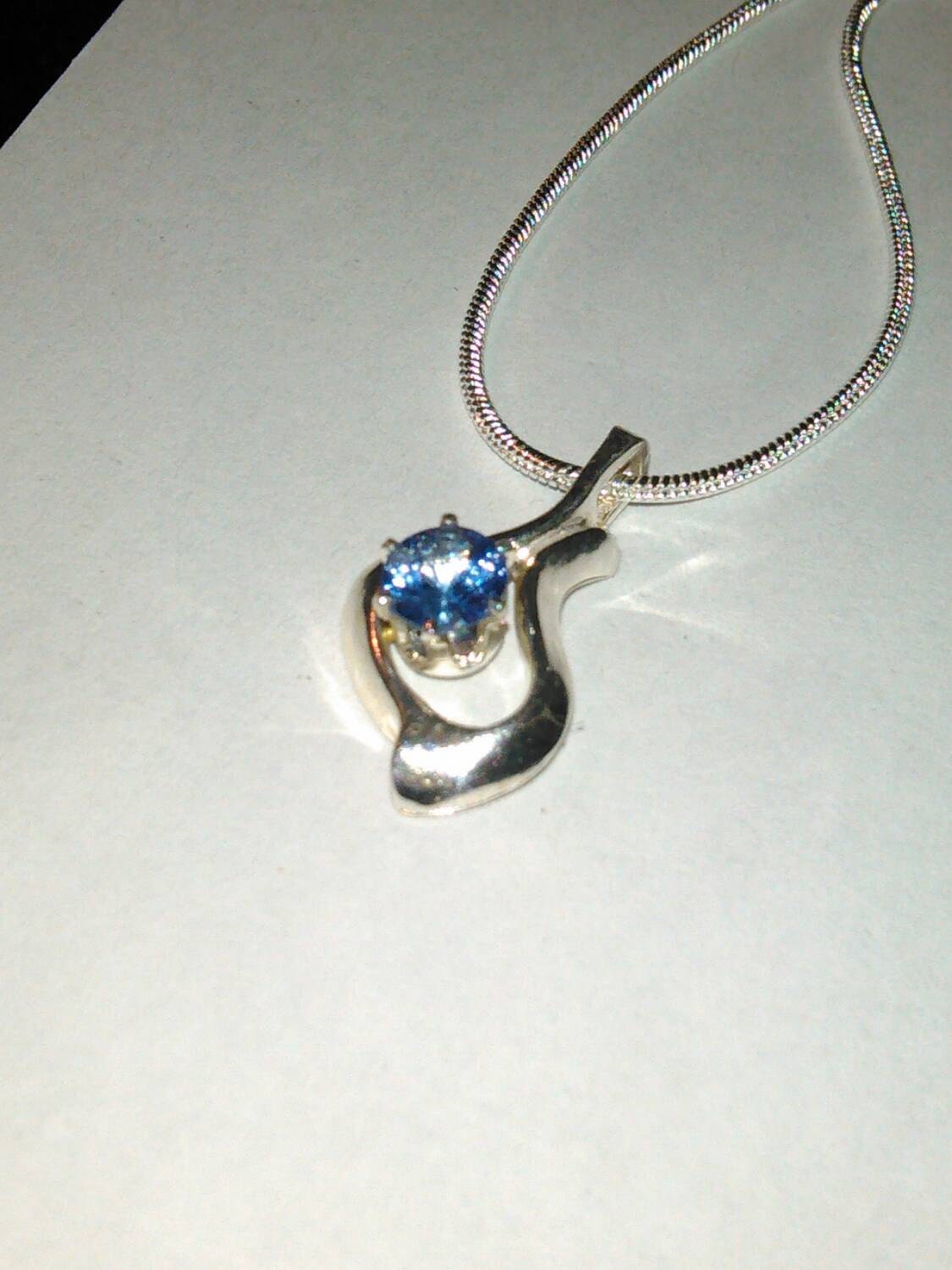 Natural Blue Tanzanite Sterling Silver Necklace