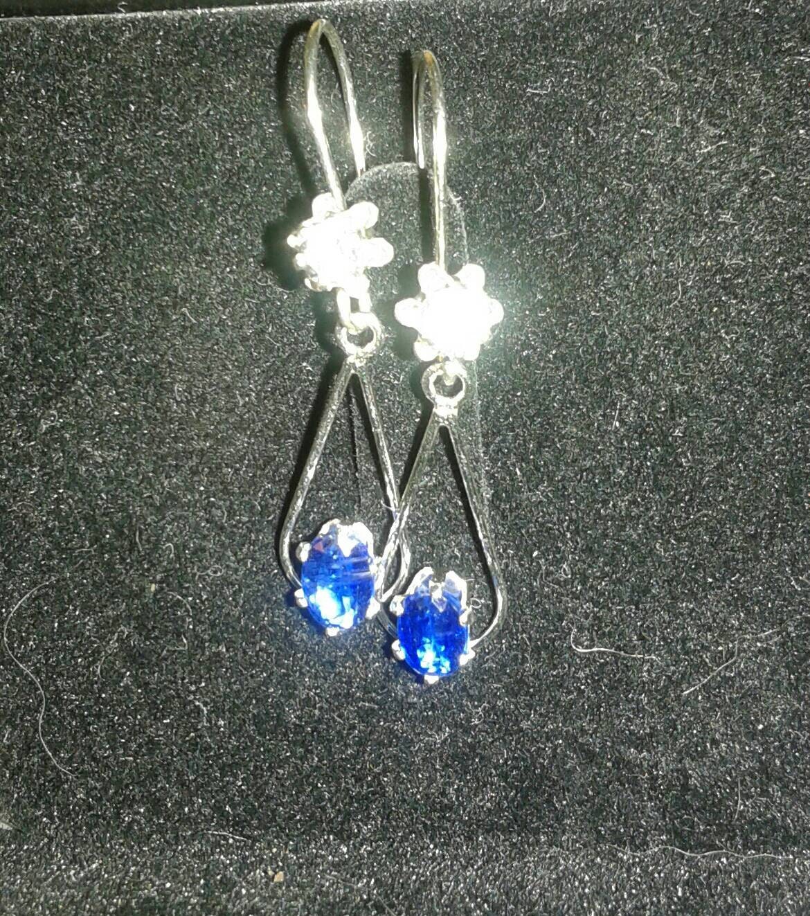Natural Kyanite Sterling Silver Earrings - Thumbnail 2