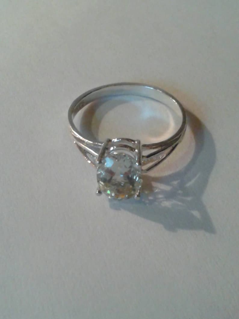 Natural Green Amethyst Prasiolite Sterling Silver Engagement Ring