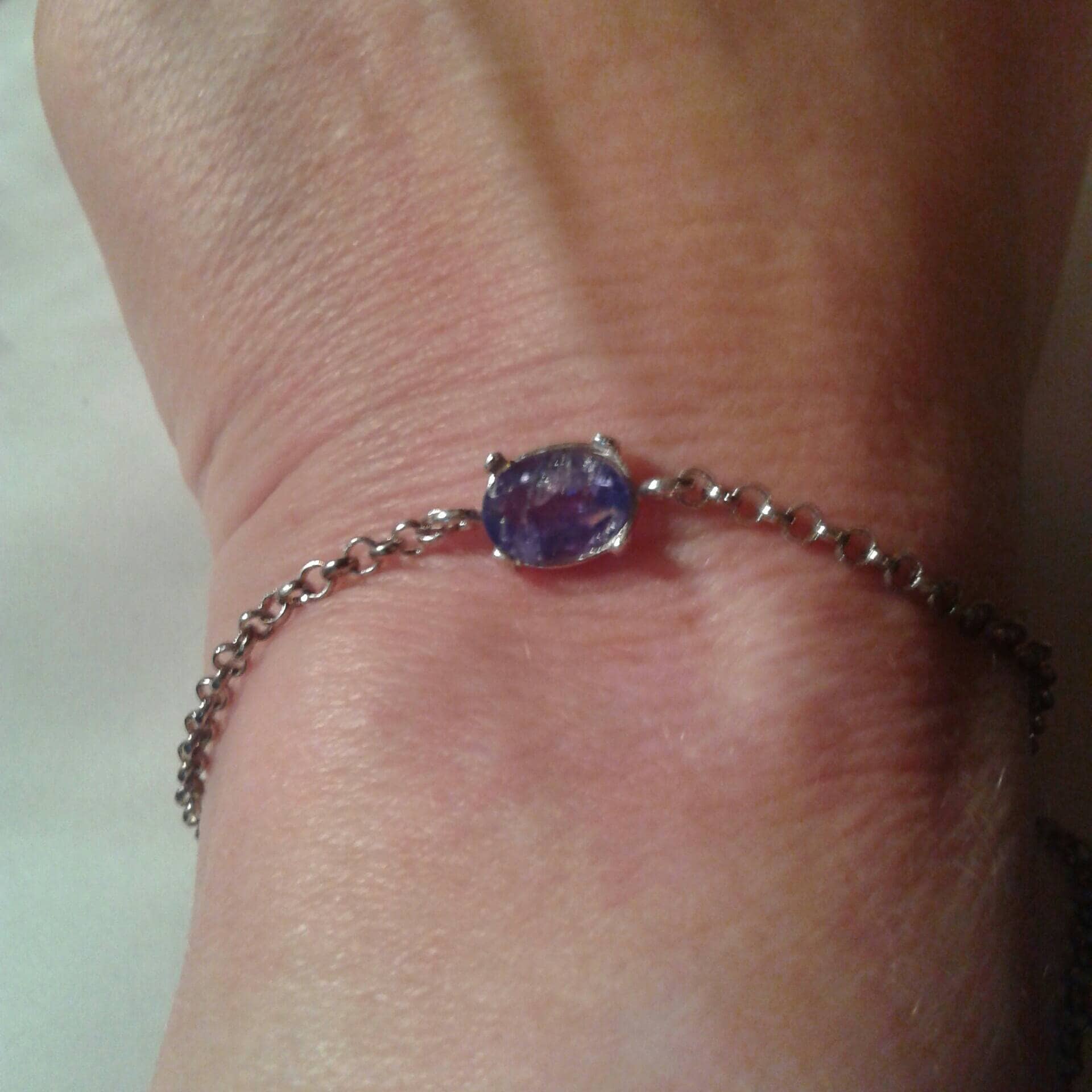 Natural Tanzanite Sterling Silver Bracelet - Thumbnail 3