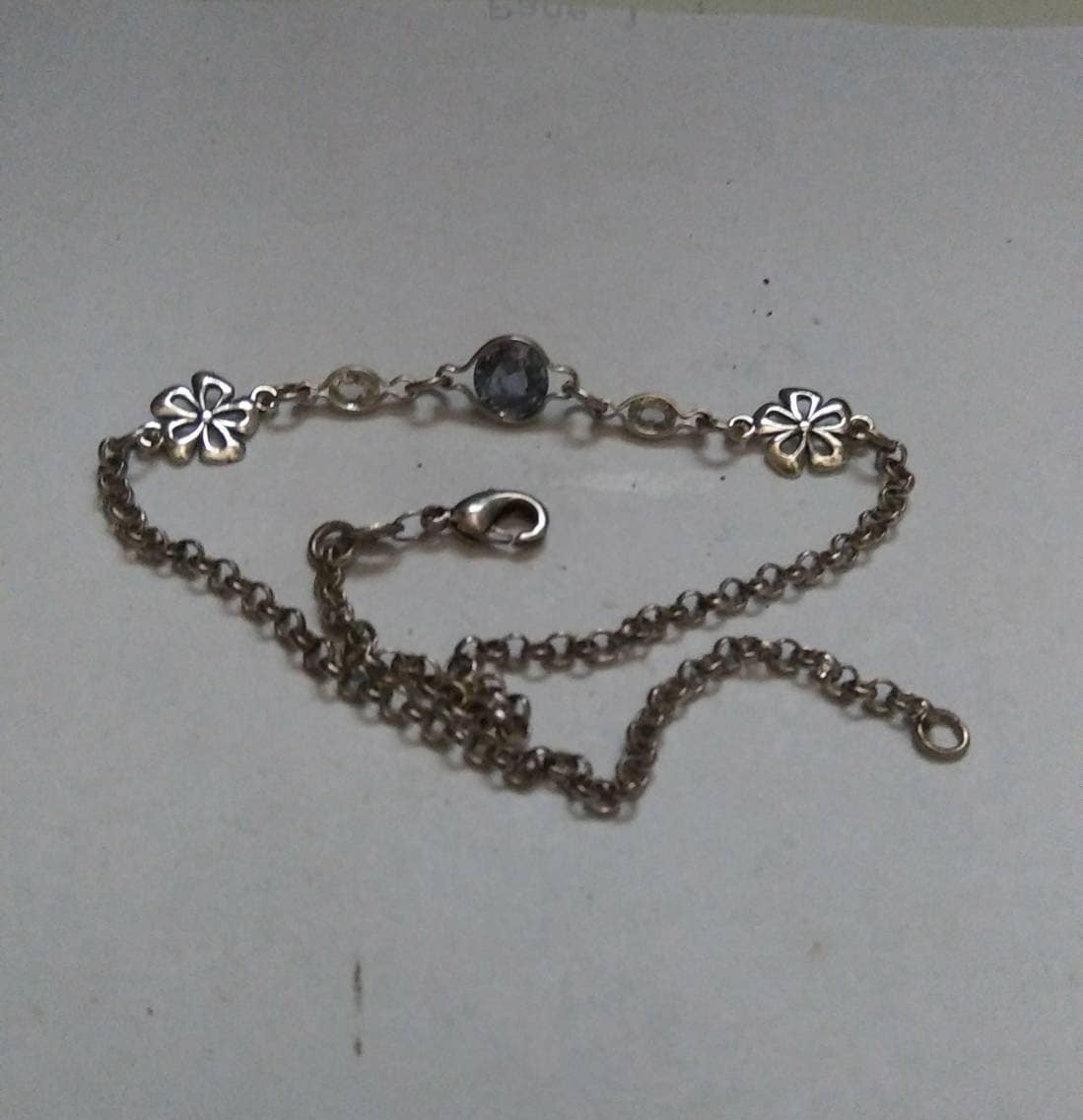 Natural Color Change Fluorite & Zircon Sterling Silver Bracelet - Thumbnail 4