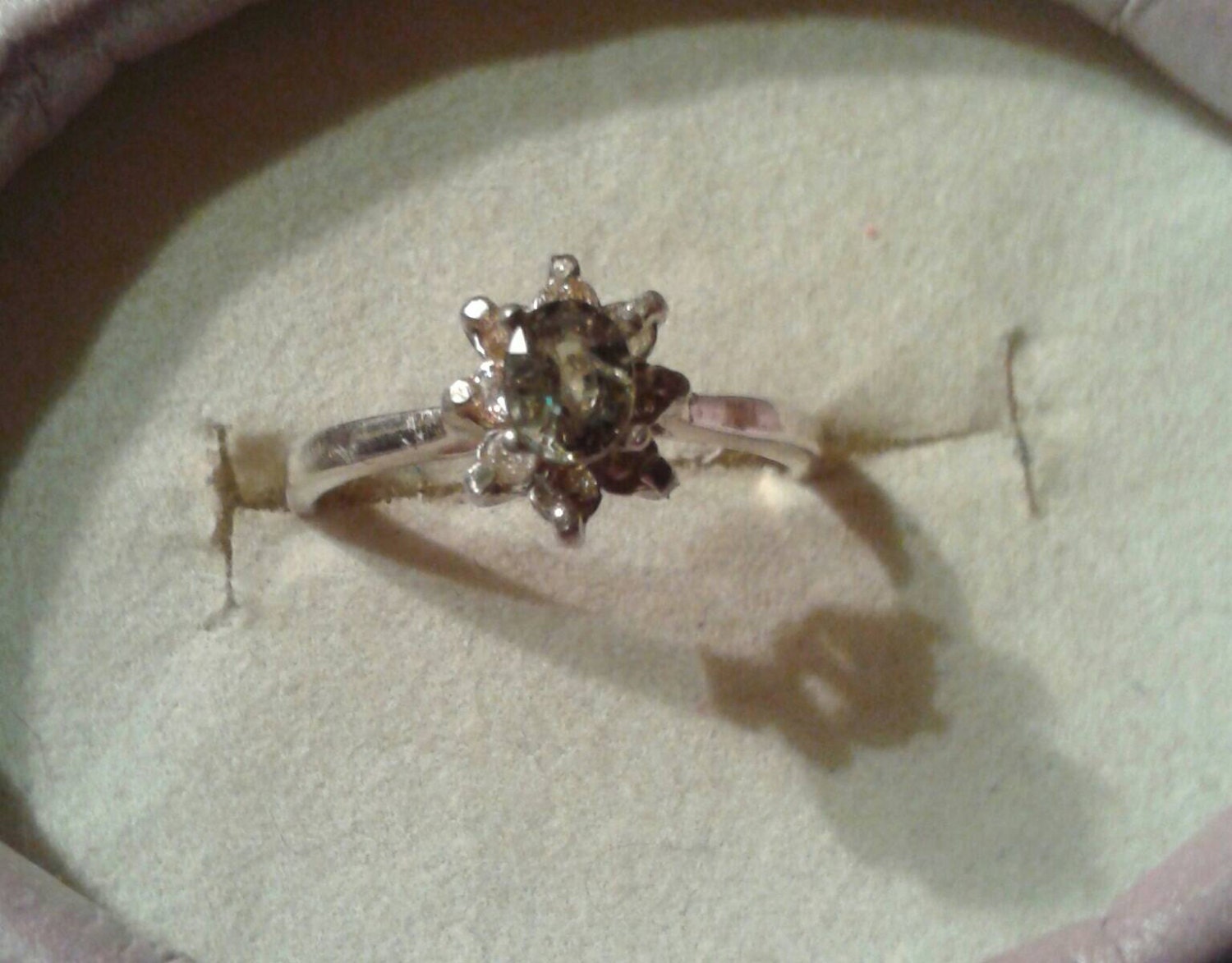 Natural Demantoid Garnet Diamond accented Sterling Silver Engagement  Ring - Thumbnail 2