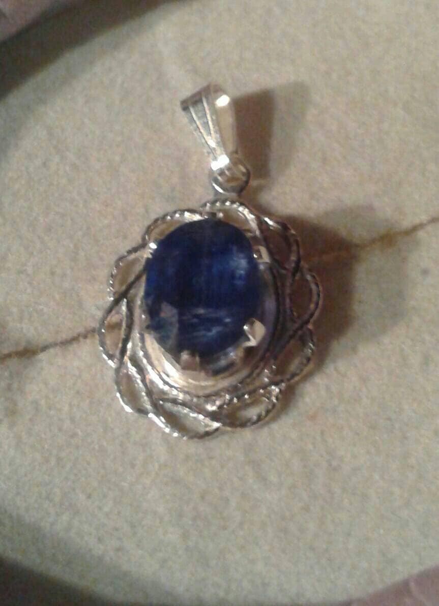 Natural Blue Kyanite Sterling Silver Necklace