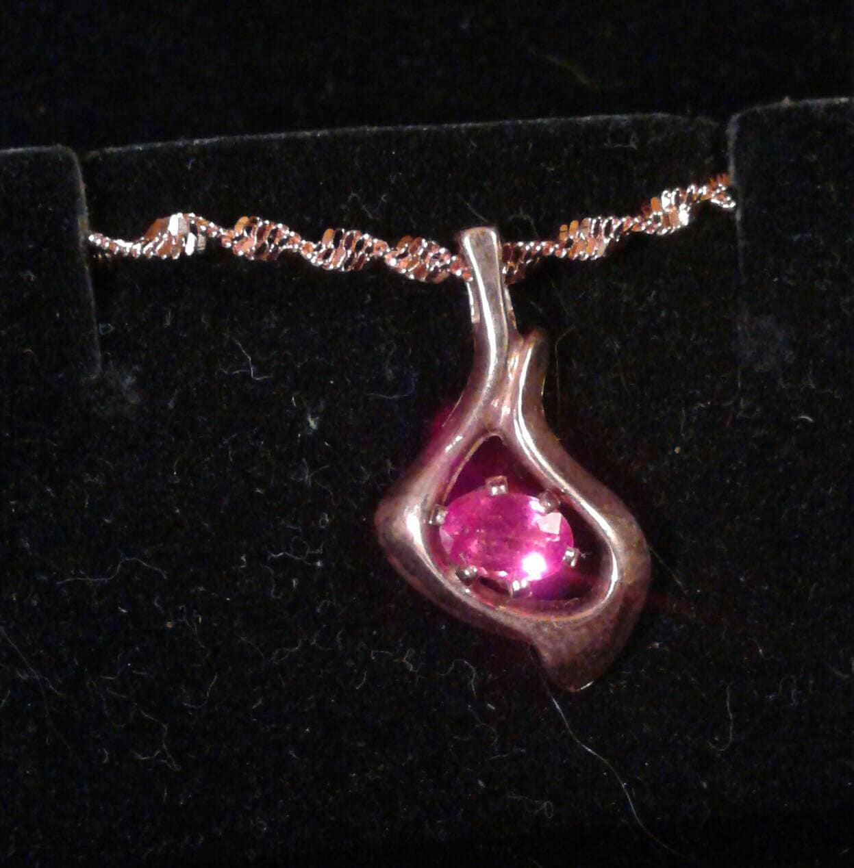Natural Pink Songea Sapphire 14K Rose Gold vermeil Sterling Silver Necklace - Thumbnail 2