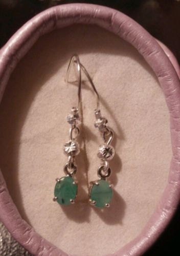 Natural Sakota Emeralds Sterling Silver Earrings - Thumbnail 2