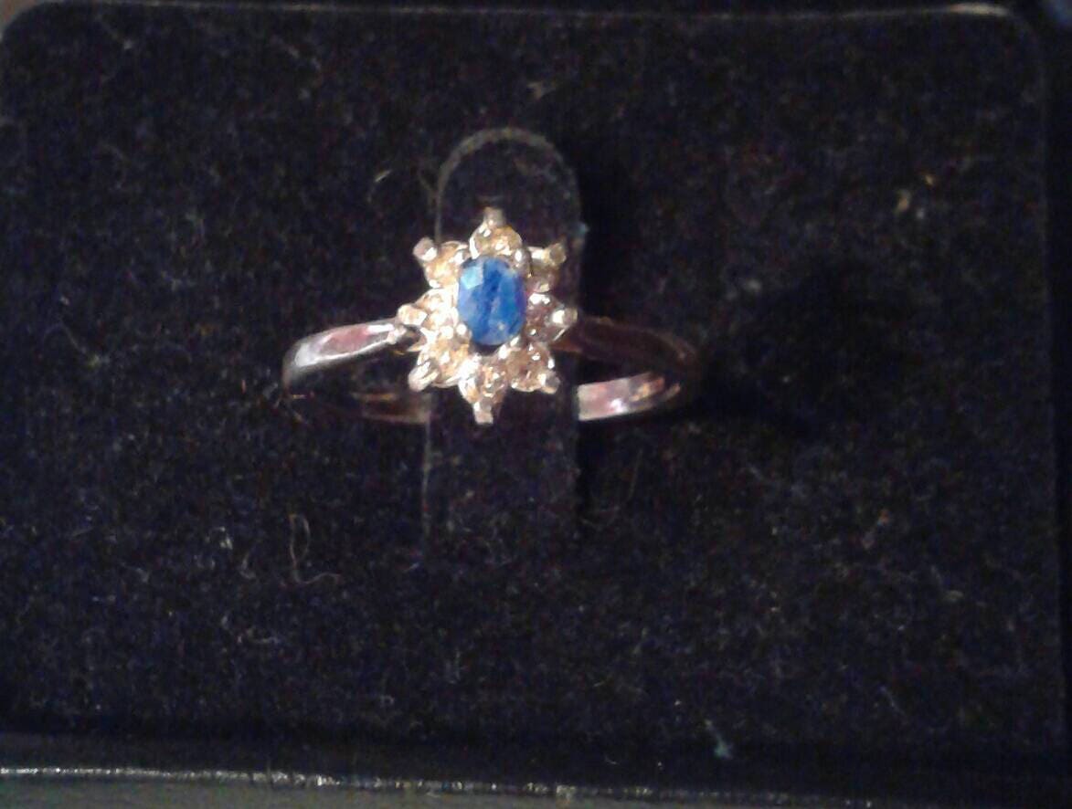 Natural Rare Blue Afghanite Diamond accented Sterling Silver Engagement Ring (Comes with report)