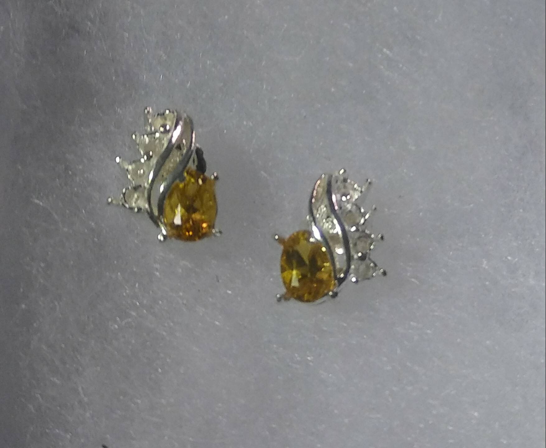 Natural Golden Beryl Zircon accented Sterling Silver Earrings - Thumbnail 3
