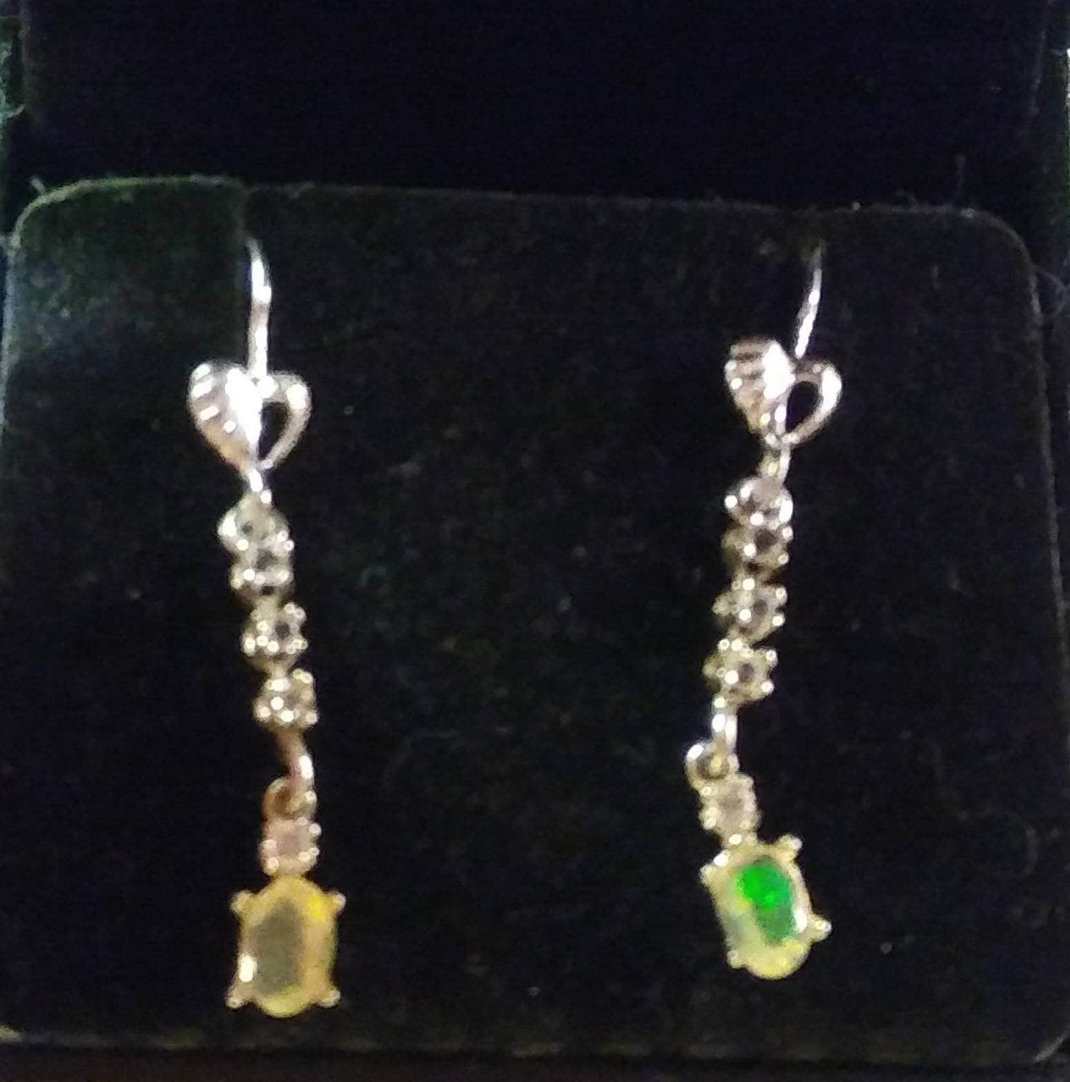 Natural Ethiopian Opal White Zircon accented Sterling Silver Earrings